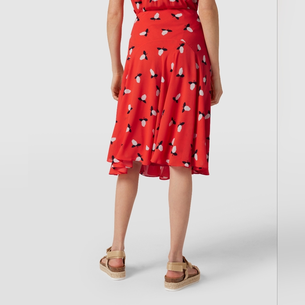 NWT Lauren Ralph Lauren Light Red Poppy Floral Georgette A-Line Midi Skirt 2 - Picture 7 of 8